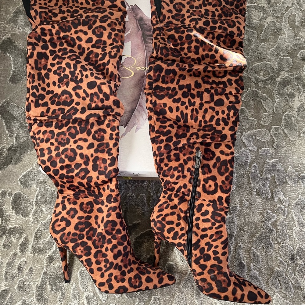 Jessica Simpson Thigh High Leopard Boots